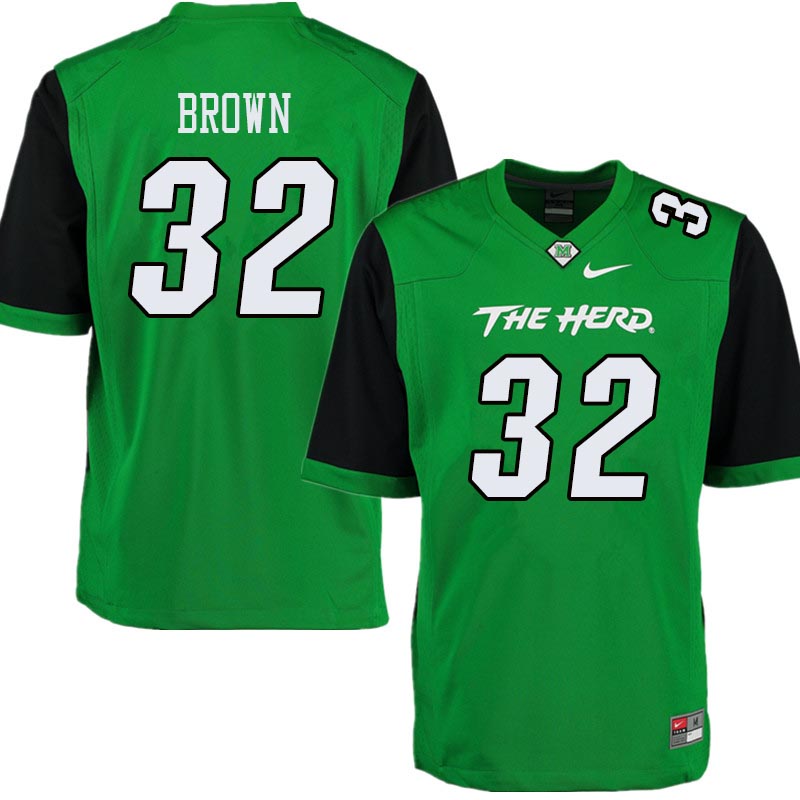 Men #32 Tyler Brown Marshall Thundering Herd College Football Jerseys Sale-Green